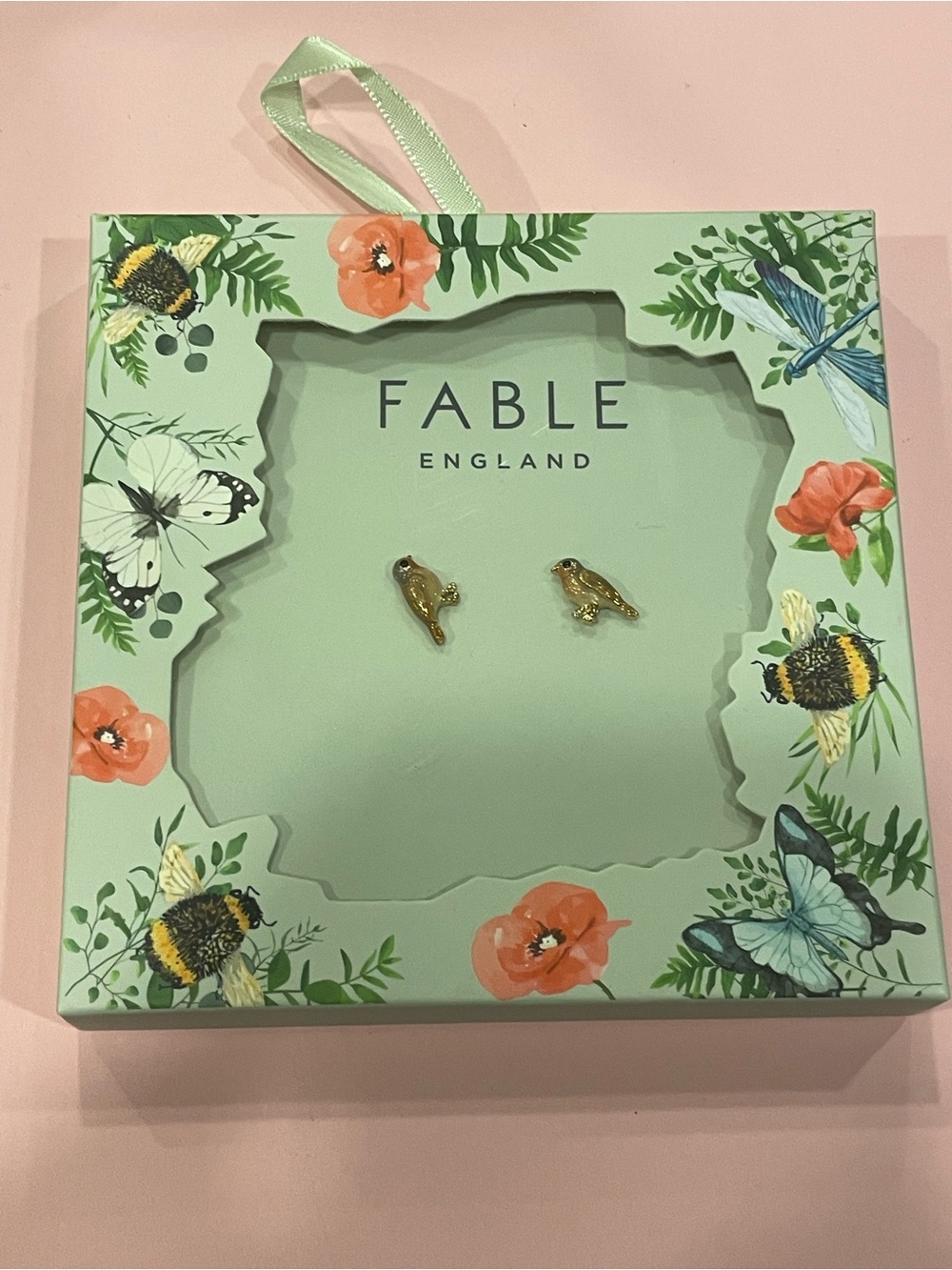 Fable England Enamel Bird Pierced Earrings #7865 NEW